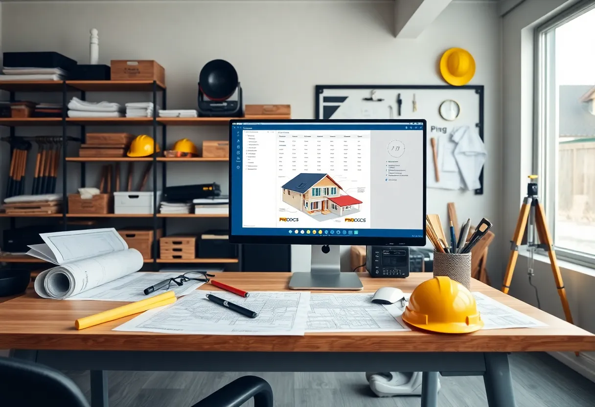 ProDocs 2.0 roofing software user interface on a computer screen.