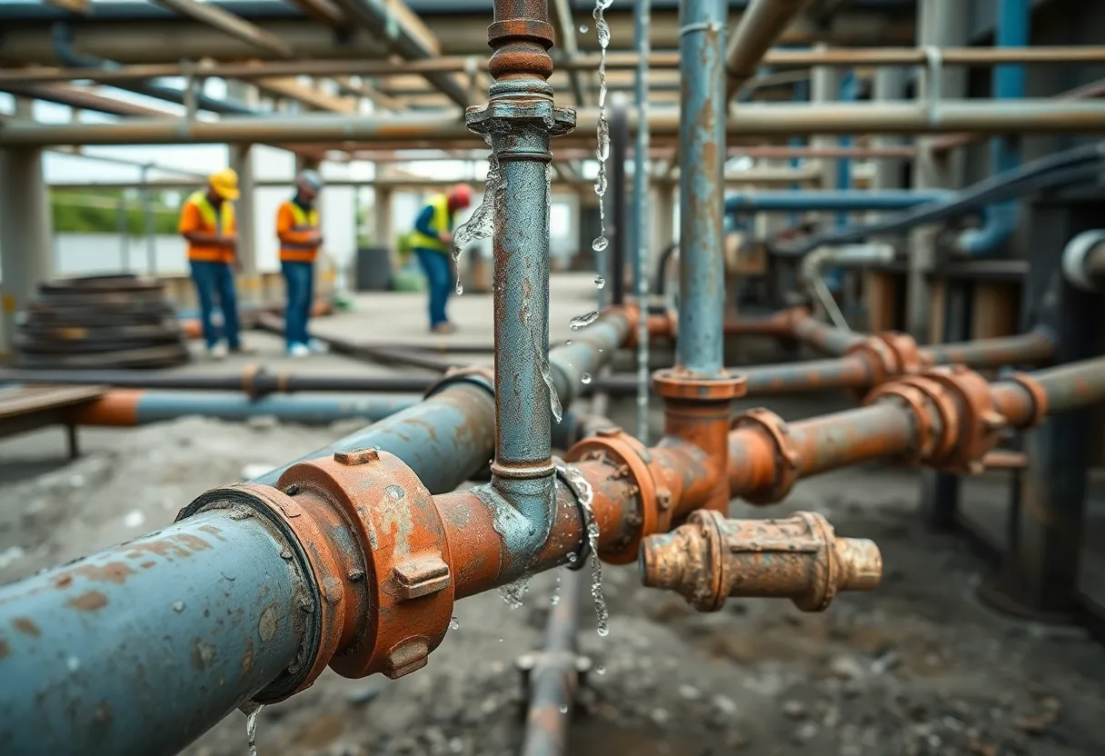 Visual of aging water infrastructure with pipes needing repair