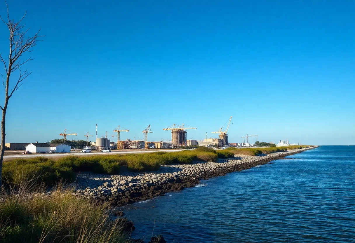 Coastal view of New Jersey impacted by LNG terminal construction