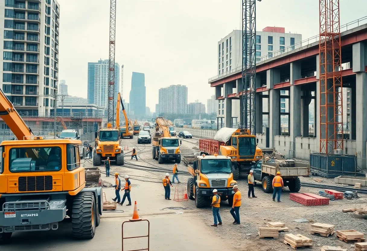 Construction workers on the Hudson Tunnel project site