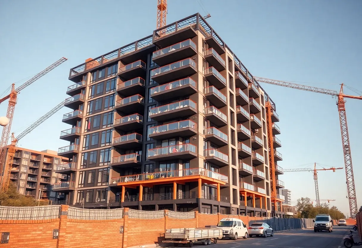 Construction site of a luxury apartment complex in New Jersey