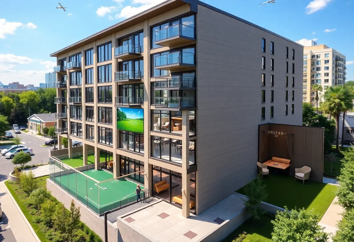 Luxury apartment building with golf simulator and pet spa in New Jersey