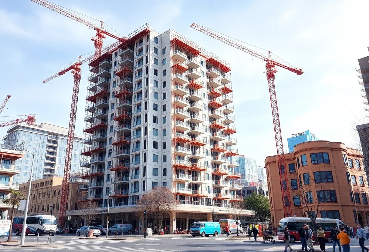 Construction of a new residential tower in Berkeley Heights