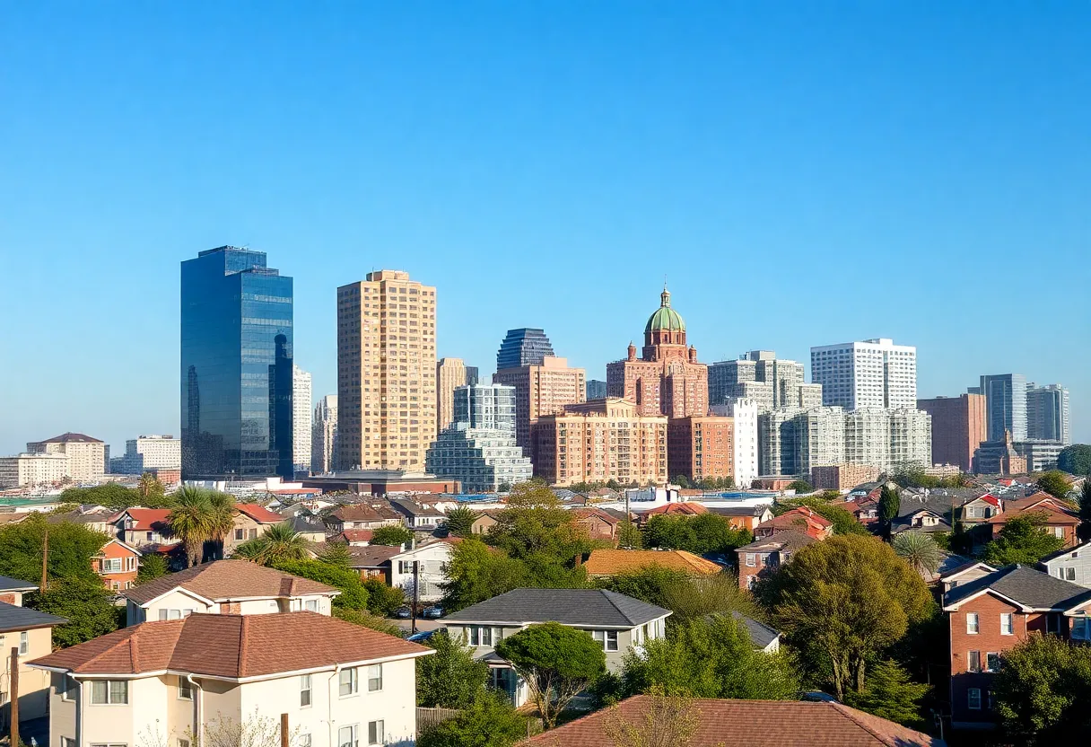 Skyline of New Jersey showing a mix of residential and commercial buildings