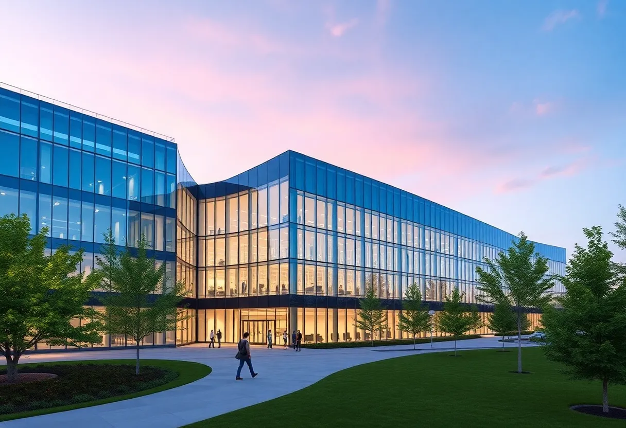 Architectural rendering of Nokia Bell Labs' new headquarters in New Jersey
