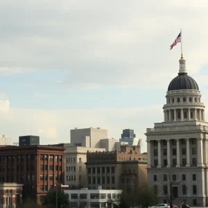 Cityscape of Paterson, New Jersey with government buildings