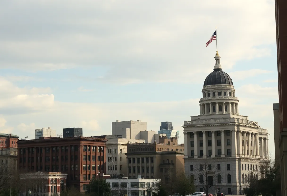 Cityscape of Paterson, New Jersey with government buildings