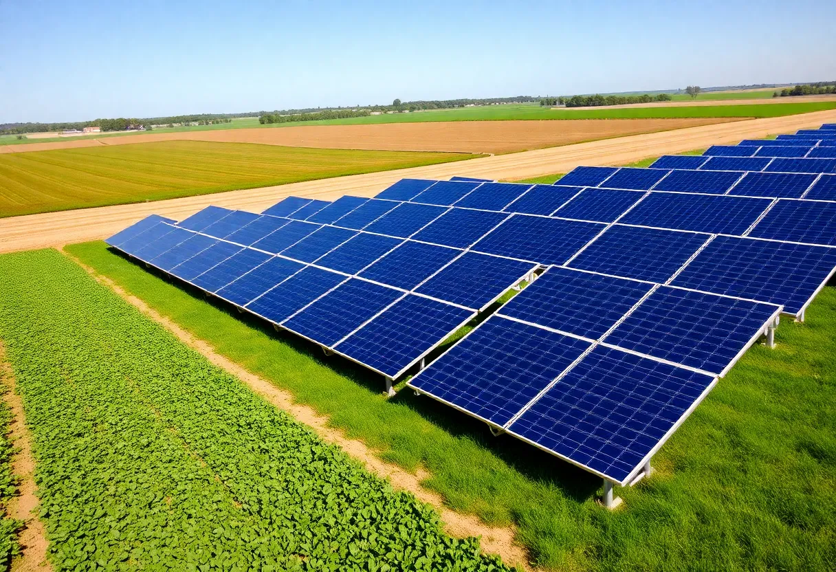 Solar panels installed on a farm in New Jersey, illustrating sustainable energy practices.