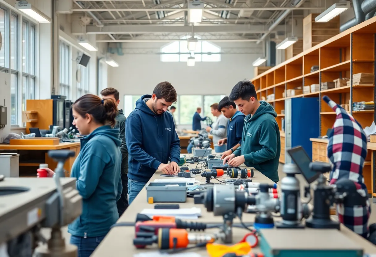 Students participating in vocational training at the new Hudson County facility